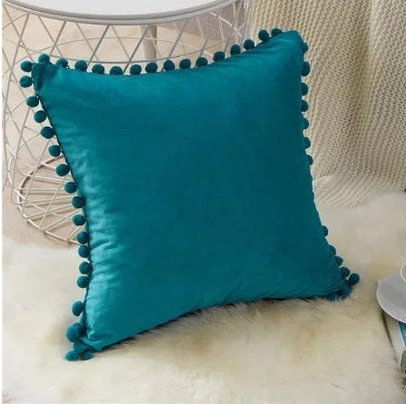 Pom Pom Cushion Covers - Soft Plush Pillow Cases with Bobbles